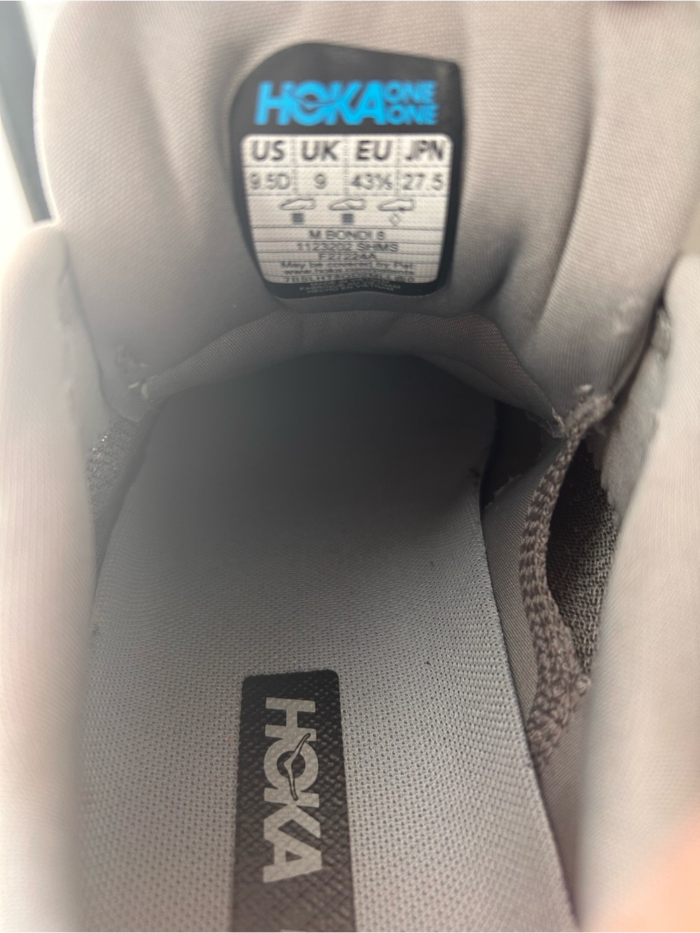 Hoka Men's Bondi 8 Light Gray Size 9.5 - Picture 8 of 11